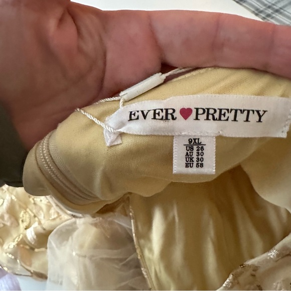 Ever Pretty Gold Shimmery Leaf Embroidered VNeck RuffleSleeves Maxi Dress NWT 2X - Picture 11 of 16